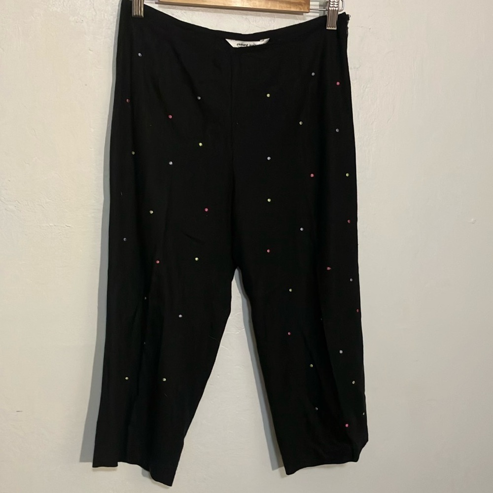 🌈 Richard Malcolm petite linen capri with embroidered polka dots size 8